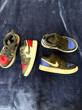 Nike Kids Low Top Sneakers in Black with Red and Blue Accents